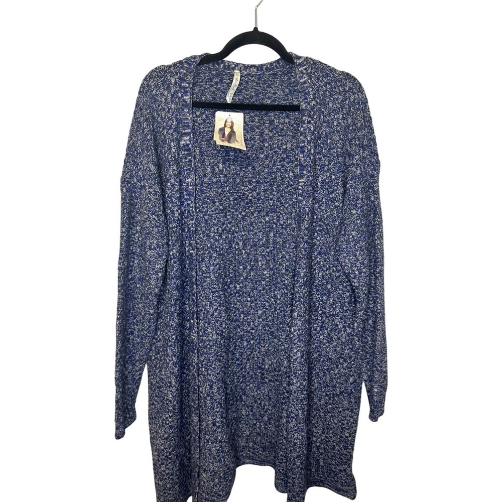Leo Nicole Women's Blue Marl Knit Long Cardigan Sweater‎ XXL Style 564691C
